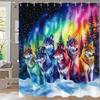 Creative Animals, Wolves, Lions, Dog Printed Shower Curtain Partition Privacy Hanging Home Decoration Curtain With Hooks