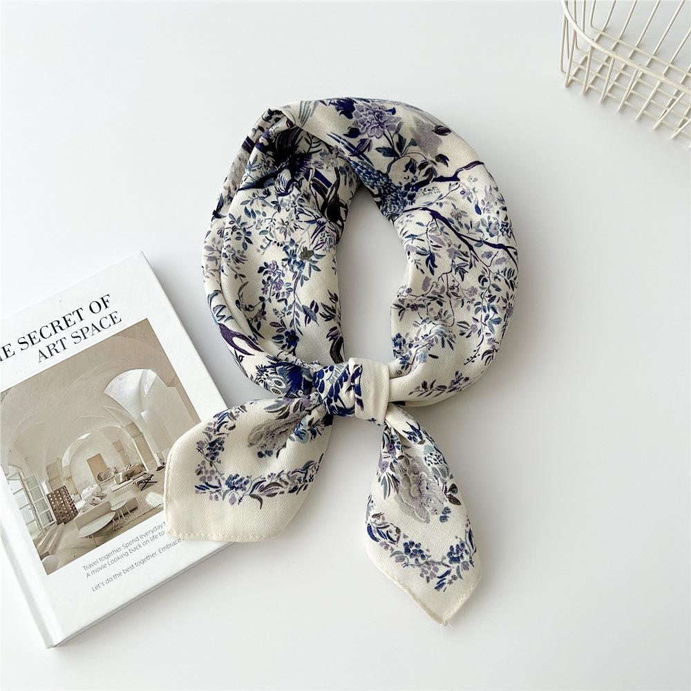 Versatile Women's Silk Cotton Linen Scarf: Fashionable Square Neck Accessory for Spring to Autumn