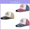 Baseball Cap Motorcycle Washed Vintage Cap Color Block Wide Brim Duck Tongue Hat
