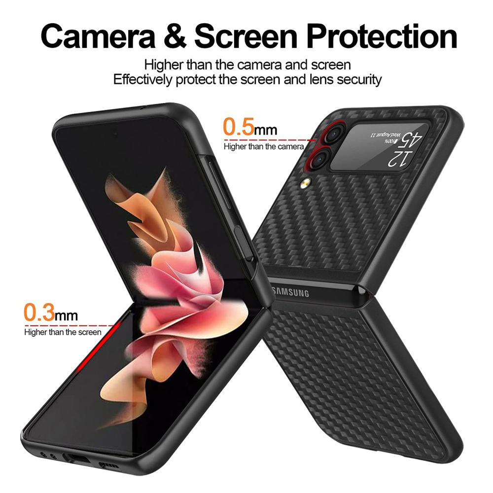 Carbon Fiber Case For Samsung Galaxy Z Flip 3 4 5g Case Ultra Thin Real Carbon Fiber Back Cover Capa For Samsung Z Flip 3 Fundas
