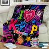 1PC Custom Name K-Pop Love Peace Outdooor Flannel Blankets Throw Blanket All-Season Throw Gift Bedspread for Couch, Bed, Camping Holiday Birthday Gift