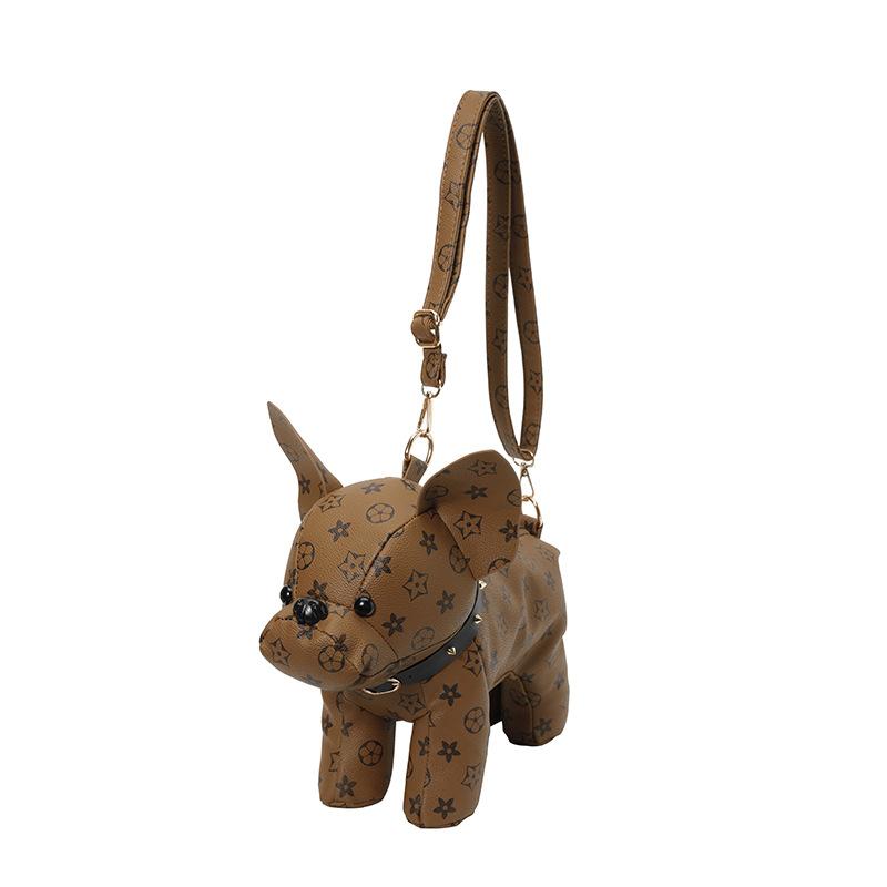 Exquisite cartoon printed dog magic fight creative contrasting color women's small square bag new literary women's shoulder messenger bag