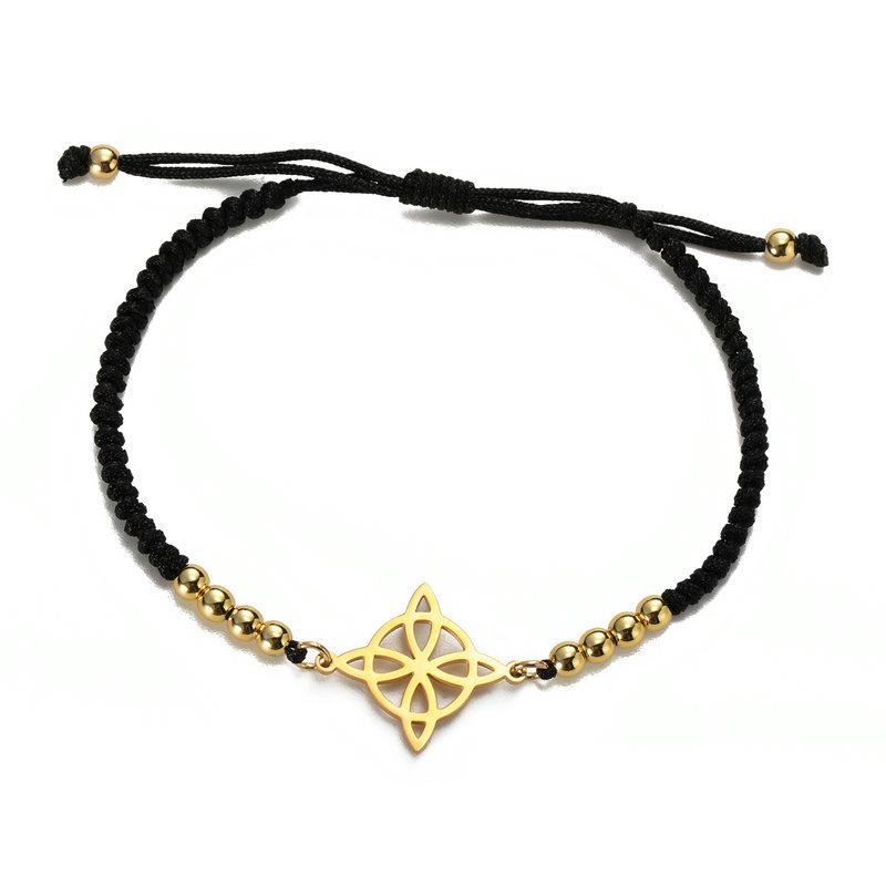 Unisex Adjustable Classic Witch Knot Bracelet - Black & Red Woven Rope