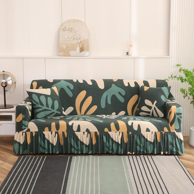 1/2/3/4 seater sofa Couch Cover with Skirt Durable Washable High Elastic Stretchable Easy Fit Universal Furniture Protector