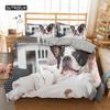 Sett med dynetrekk for fransk bulldog, King size, Søt valp, Dyretema, Sengetøy for barn og tenåringer, Polyester, 2/3 deler, Mykt dynetrekk