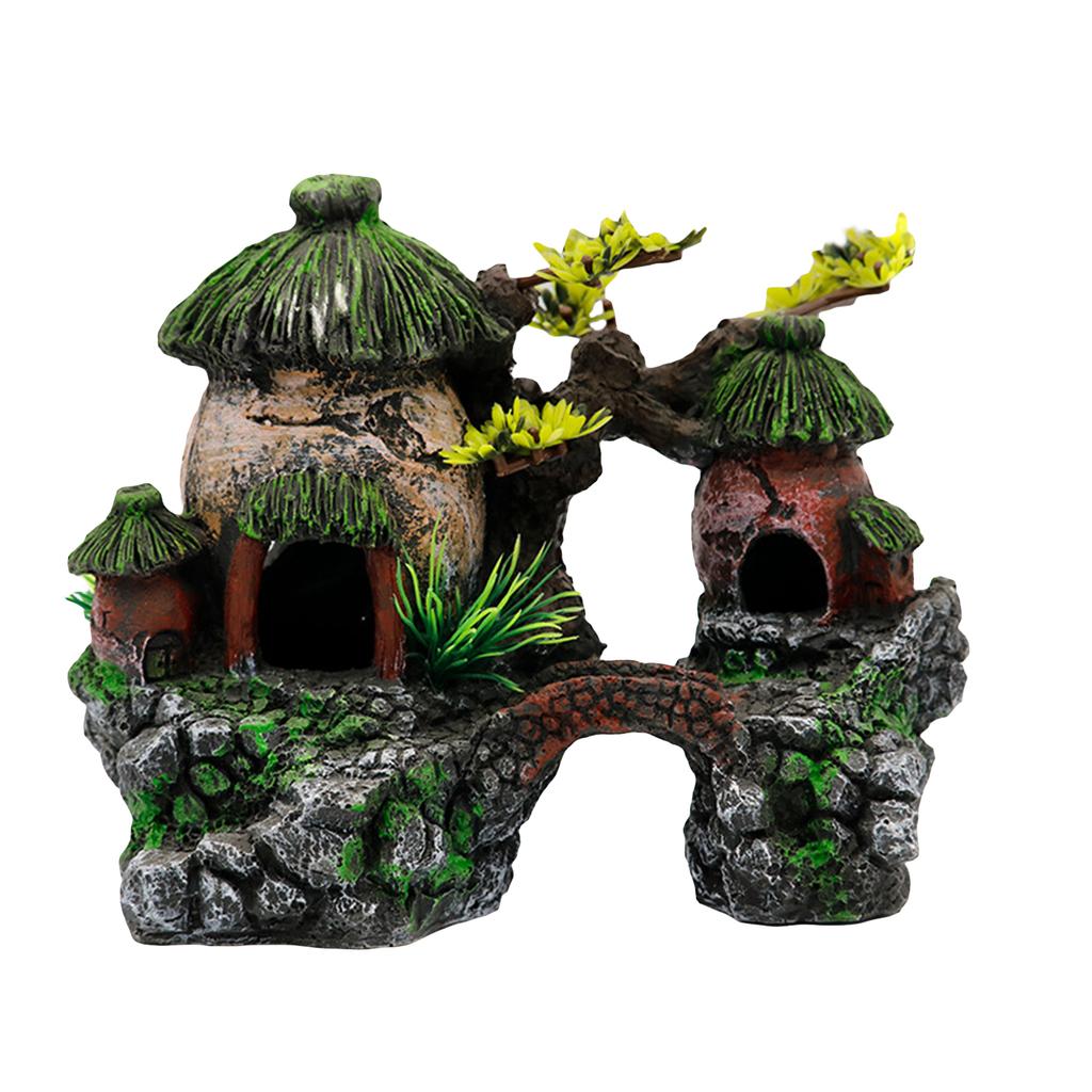 Resin Chinese 3D Printing Ancient Architectural Model Fish Shrimps Shelter House Layout Props For Fish Tank Aquarium Decoration