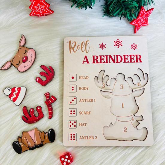 Christmas Puzzle Dice Game Santa Claus Wooden Jigsaw Puzzles for Adults Fun Holiday Activity for Kids Unique Christmas Party Game