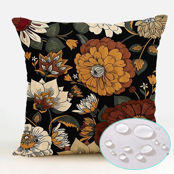 Polyester Waterproof Pillow Cover With Floral Pattern For Living Room Decor