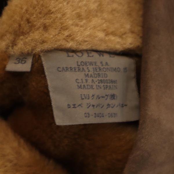 LOEWE Sheep leather leather Mouton jacket 36 Brown genuine leather Women Used