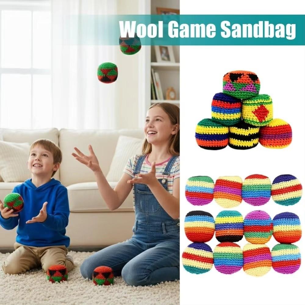 1/3/6/12Pcs Geometric Pattern Foot Bag Crochet Balls Durable Crochet Kick Sack Children