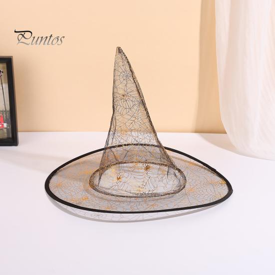 Lightweight Breathable Cap Cone-shaped Transparent Organza Witch Hat, Halloween Costume Accessory Hat for Wizard Party Decorations And Cosplay