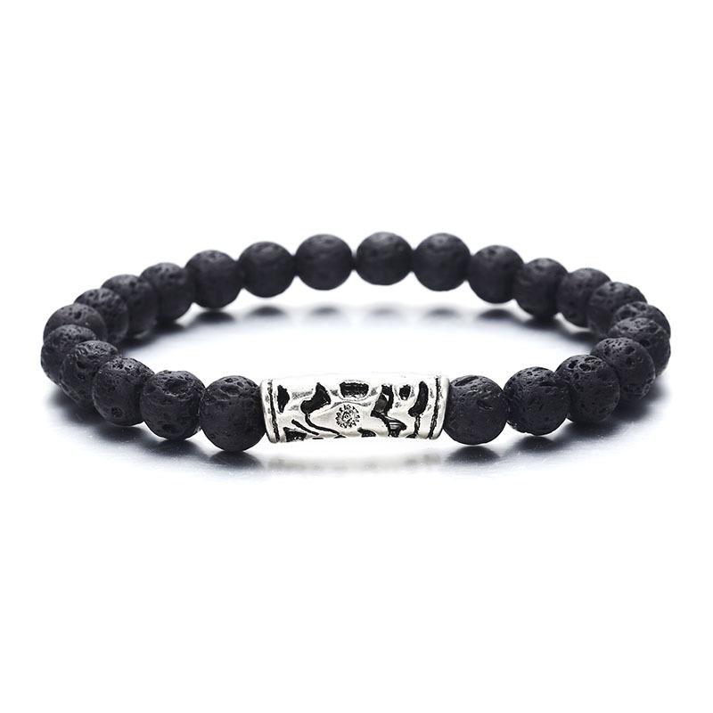 Couple Distance Black Lava Beads Handmade Bracelets Charm Crown Men's Natural Stone Bracelet Women Yoga Jewelry