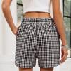 Women's Summer Casual Plaid Pocket Shorts Boxers Beach Pants Shorts