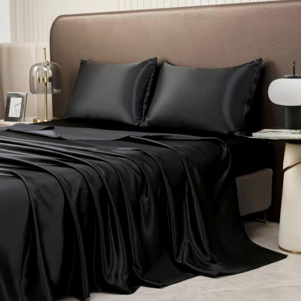 3pcs/set Ice Cooling Satin Bed Sheet Sets Smooth Bed Linen Household Mattress Protector  Hotel