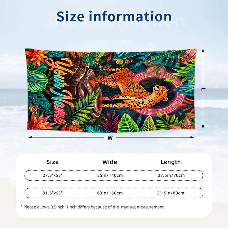 Adventure Journey Theme Beach Towel Personalized Custom Name & Text Soft Quick Dry Beach Towel for Swimming Travel