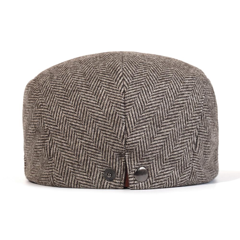 Winter Thick Newsboy Cap Men Vintage Herringbone Women Casual Stripe Berets Gatsby Flat Hat Peaked Cap Adjustable