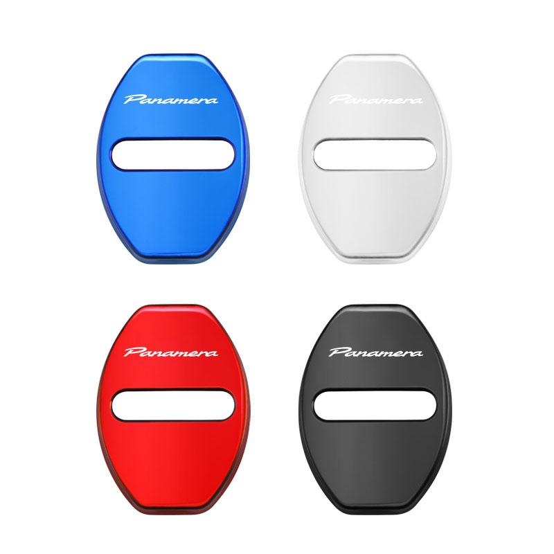 4Pcs 3D Car Door Lock Cover Accessories For Porsche Panamera Taycan 911 718 Macan Cayenne Boxster Cayman 918 Pajun