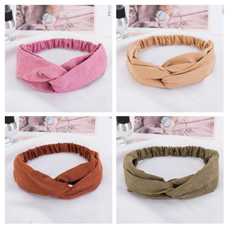 Fashion Women Girls Suede Hair Bands Solid Color Headbands Vintage Cross Turban Bandanas HairBands Hair Accessories