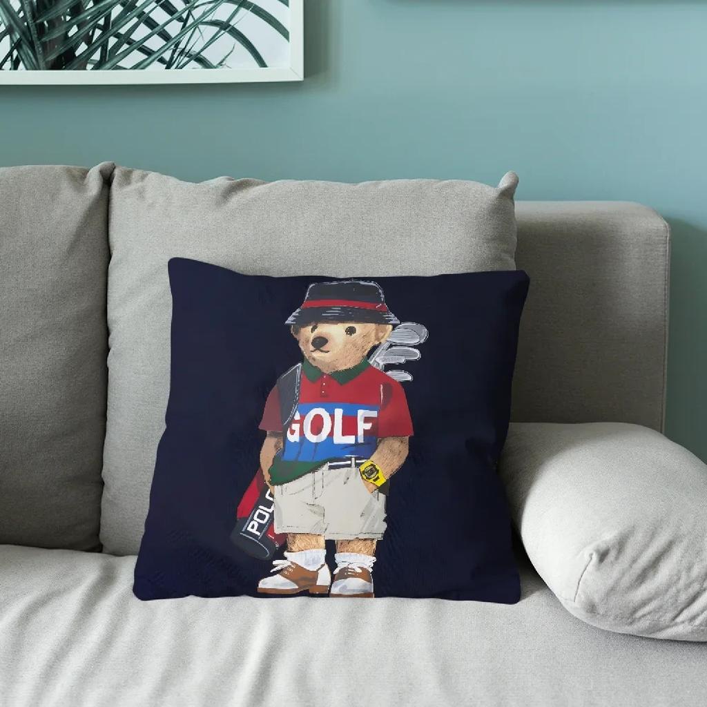 Cartoon Cool P-Polo B-BearS Pillow Case Pillow Case Soft Cushion Cases for Farmhouse Sofa Decor Home Decorations and Bedding SZT,(12)