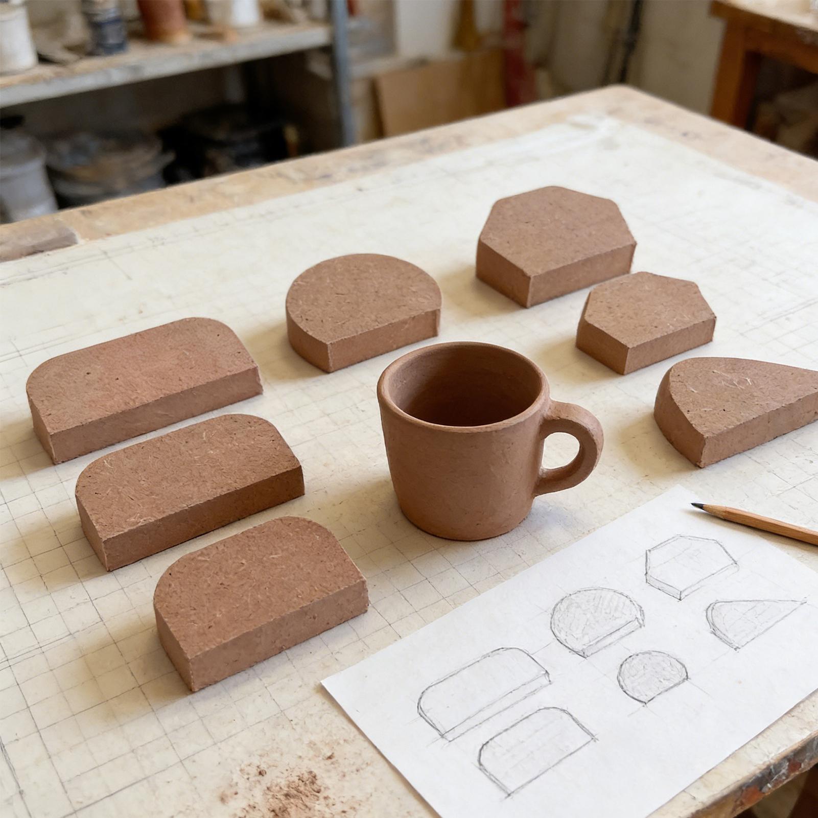 Pottery Handle Tool 9-Piece Wooden Carving Maker Mug Handle Making Tools For Sculpture Modeling Art Home Studio Classroom