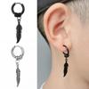1 Pair Women Earrings Solid Color Feather Shape Stainless Unisex Smooth Drop Earrings for Daily Wear