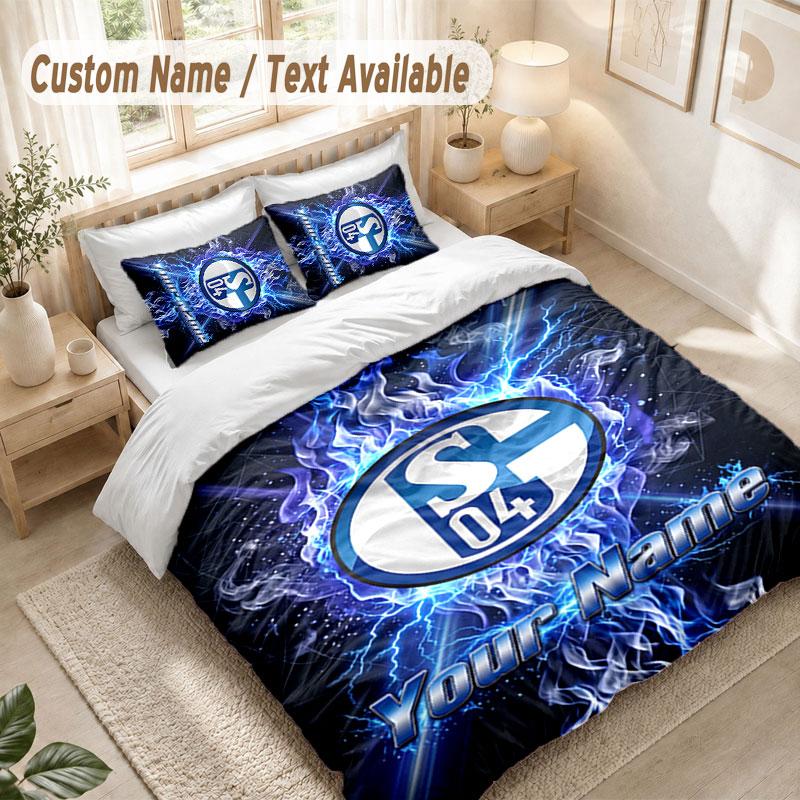Custom Name Bedding Set 3 PiecesSchalke 04 FC Print Duvet Cover + 2 Pillowcases Soft Bed Decor