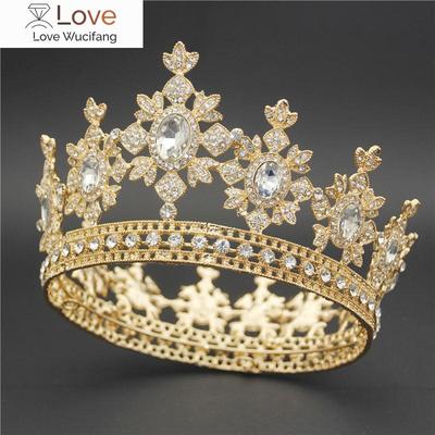Mode Gold Kristall Tiara Krone für Hochzeit Haar Zubehör Königin König Diadem Haar Schmuck Hochzeit Tiaras und Kronen Braut