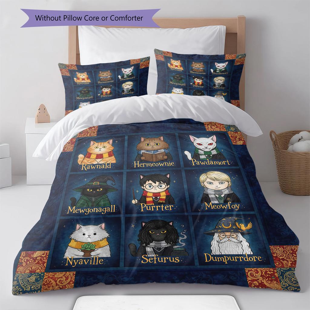 Cartoon Pattern Bedding Quilt Set Quilt Cover Pillowcase Home Decoration Birthday Gift (1 * duvet cover + 2 * pillowcase, without core)