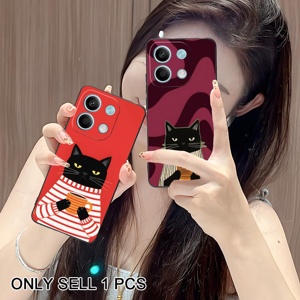 Cute Coffee Cat Matte TPU Mobile Phone Case for POCO F8 F7 F6 F5 F4 F3 F2 Pro GT C75 C71 C65 C61 C40 Pro Ultra Colorful Cover