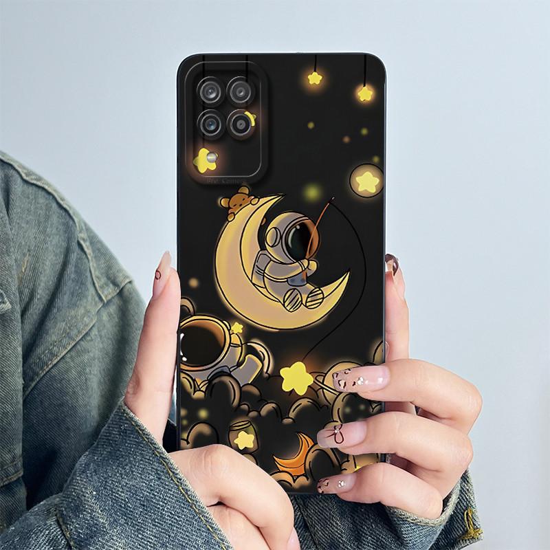For Samsung Galaxy A12 M12 F12 4G 5G Case Astronaut Cover Soft Liquid Silicone Phone Funda Shell For SamsungA12 A 12 Phone Bags