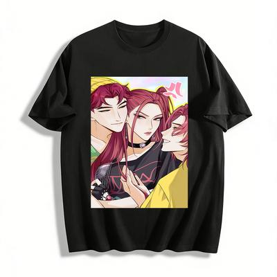 Anime Stijl Roodharige Karakters Print Top Unisex Los Casual Streetwear T-shirt Puur Katoen T-shirt