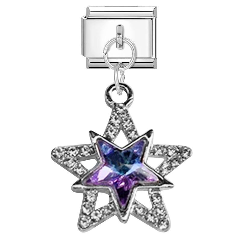 New Shiny Bow Knot Butterfly Moon Star Zircon Pendant Italian Charm Link Fit 9MM Bracelet Stainless Steel Women Men DIY Making