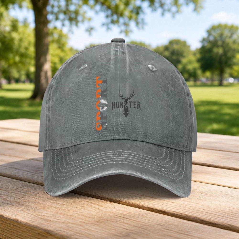 Classic Hunter Deer Head Baseball Cap Unisex Vintage Hook Loop Washed Cap for Unisex Women