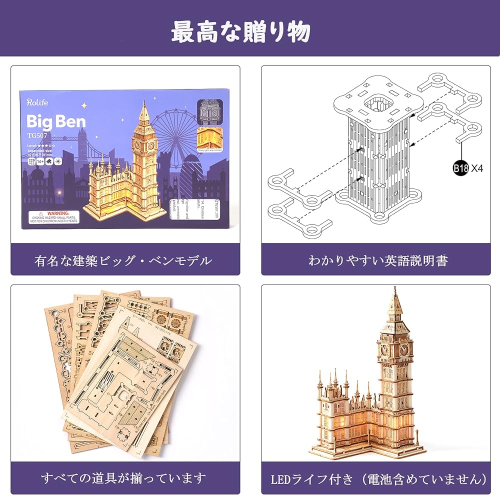 Rolife 3D Wooden Puzzle Architectural Model for Kids Age 5-10
