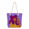 Black Girl Print Thick Rope Single-shoulder Beach Bag 7358