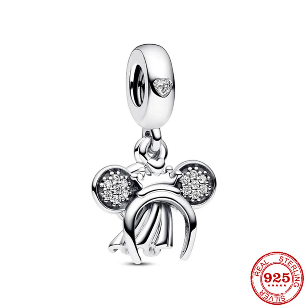 Copper Fits Genuine Bracelets Mickey Murano Glass Bead Dangle Charms Bead Necklaces Pendants DoItYourself Women Jewellery Gif