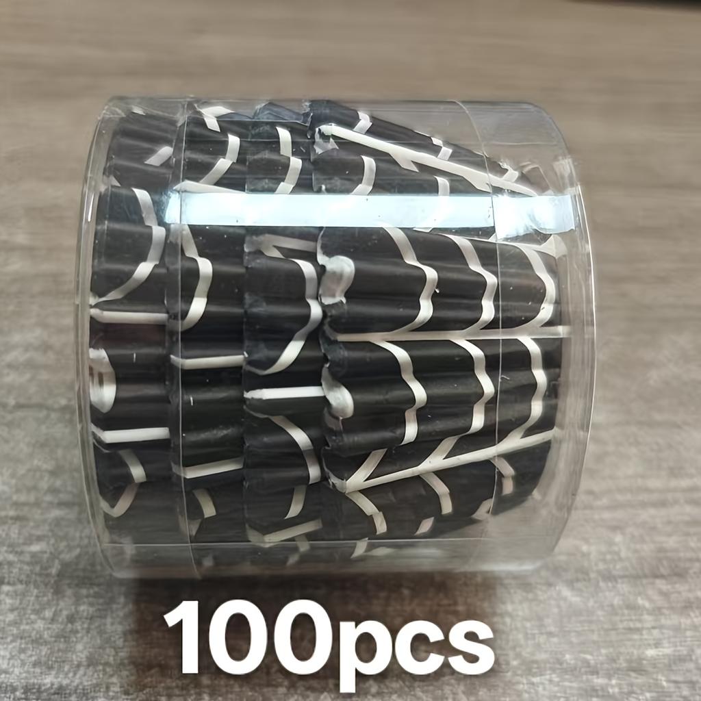 50/100/300 Pcs Halloween Spider Web Cupcake Liners, Greaseproof Paper Baking Cups for Birthday and Home Party Desserts