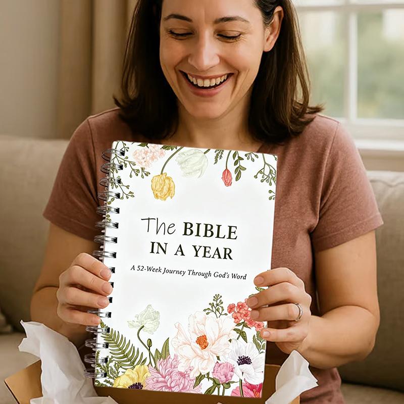Bible In A Year Study Journal With 52-Week Reading Plan, Christian Gifts For Devotional Journaling, A5 Devotional Notebook