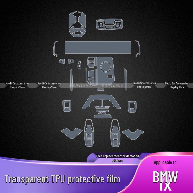 BMW iX 22-25 Interior Car Sticker TPU Protective Film for Screen, Console & Gear Shift