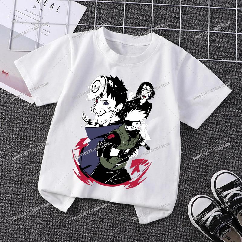 NARUTO Round Neck Tshirts for Boys Girls Anime Cartoon Cute Printed Shortsleeved Top Children Summer Fashion Tshirt Gifts