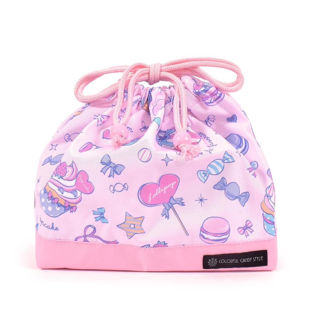 COLORFUL CANDY STYLE Drawstring Lunch Gusseted Name Milky Sweets Candy A La Set of Cute for Lunch Kindergarten Lunch Stylish Pouches for Elementary