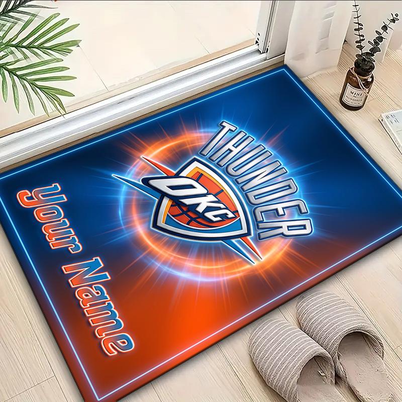 Custom Name Rug Thunder Basketball Team Area Rug Suitable for Indoor And Outdoor,Carpets for Homes, Offices,Living Rooms,Home Decor,Christmas Gift