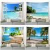 Scenery Outside The Window Wall Tapestry Ocean Tapestry Landscape Home Decor Room Background Wall Cloth Multifunction Tapestries
