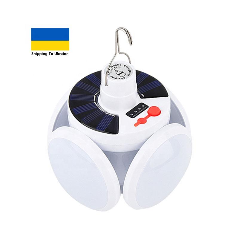 Solar Rechargeable Camping Light Solar Folding Lamps,Portable Tent Lamp With Hanging Hook,Folding Led Football Ufo