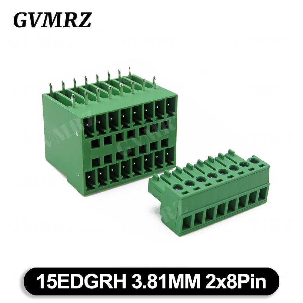 5Set 15EDG KF15EDGRH 3.81mm 2x2 ~ 2X12 pin Double row pluggable terminal block PCB welding plate Plug + Pin Socket