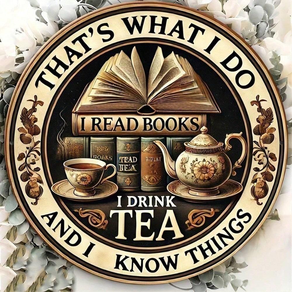 

Retro Vintage Metal Tin Sign Round Aluminum Wall Decor for Home Bar Cafe Library Books Tea Theme Art Print 8 Inch 12 Inch різнокольоровий