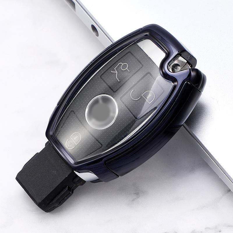 Good Quality TPU+PC Car Key Case Cover Key Holder Chain Ring For Mercedes Benz W203 W210 W211 W124 W202 W204 AMG