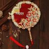 Red Ancient Style Chinese Wedding Fan: Bride's Bouquet & Blessing