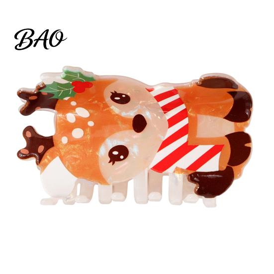 Exquisite Gift for Friends Christmas Hair Claw Clip Women, Acrylic Festive Accessories with Elk Santa Snowflake Durable Clips Patterns, Non