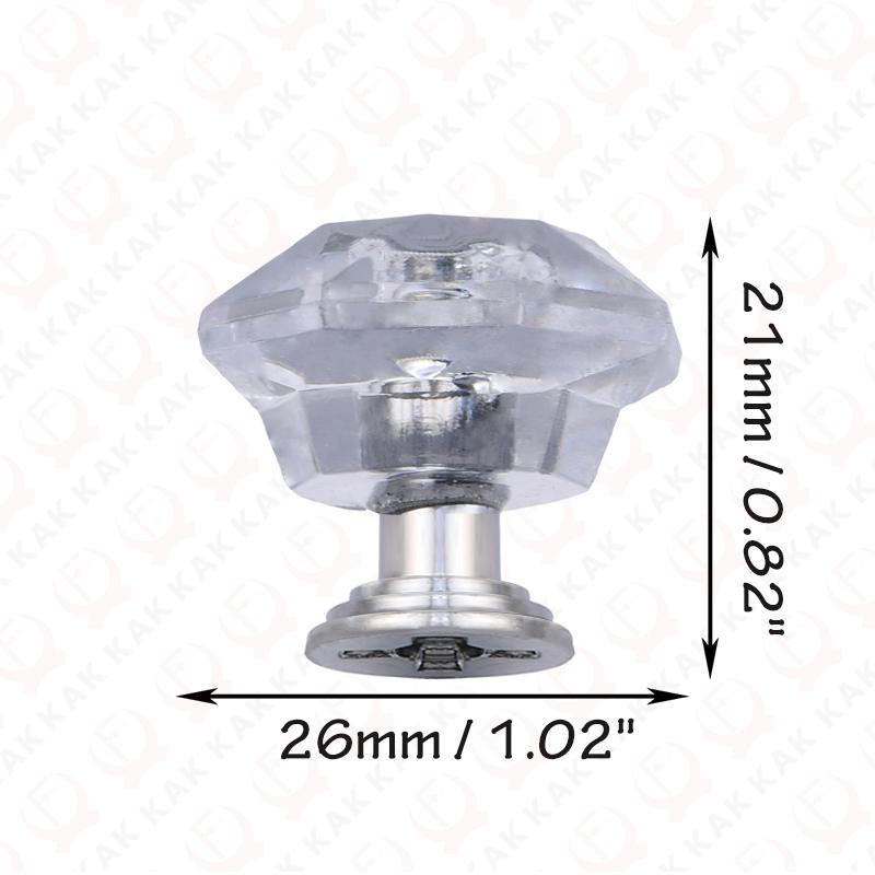 KAK Acrylic Crystal Diamond Furniture Knobs 26mm Colorful Kitchen Cabinet Handles Black Drawer Knobs Door Pull Furniture Hardwar